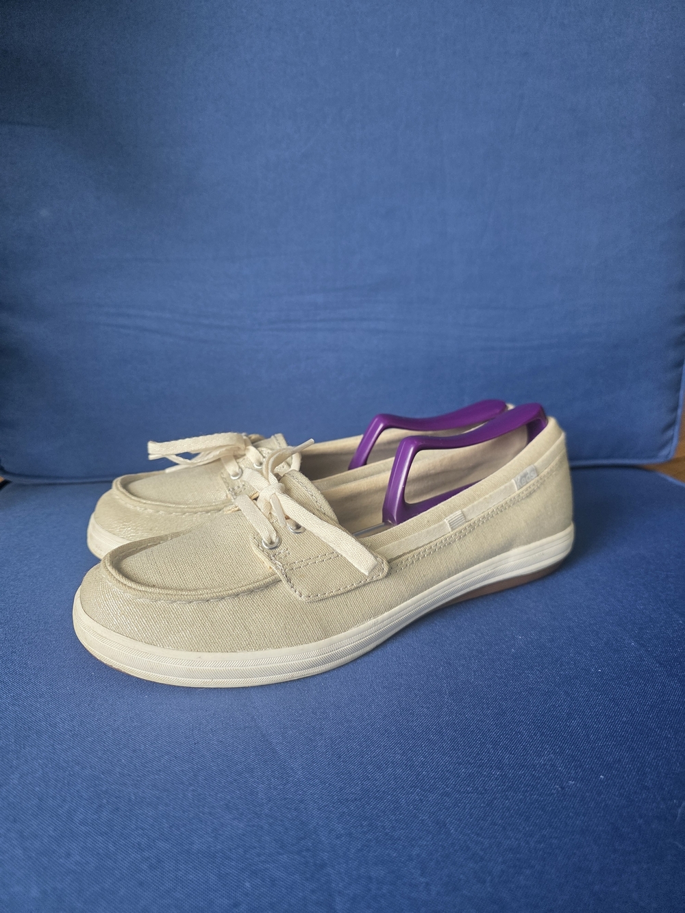 Keds Ortholite Beige Canvas Sneakers Women’s 7.5 Comfort Casual Lace‑Up Shoes